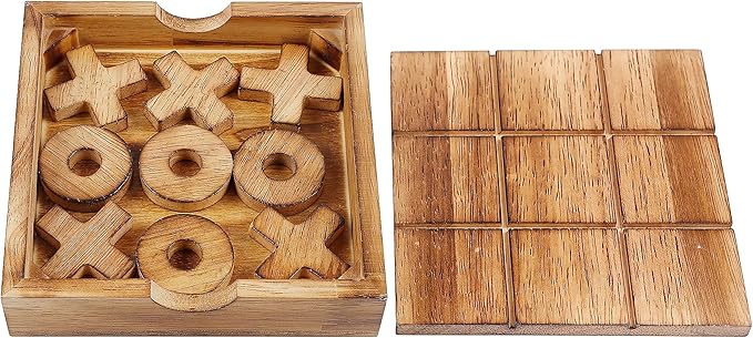 Glintoper Tic Tac Toe & 4 in a Row Table Games Set - Rustic Decor Wood Strategy Board Games for Families