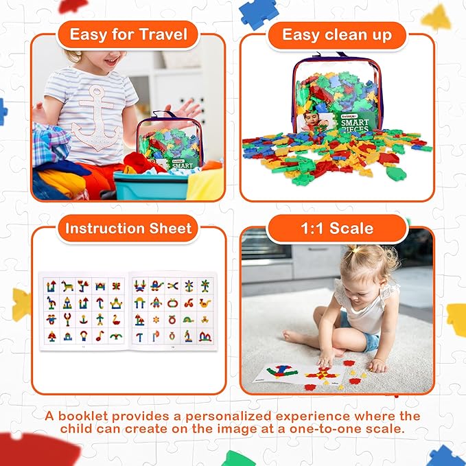 Interlocking Puzzle Toy | Big Pieces |Great for Occupational Therapy and Fine Motor Skill Development | Build STEM Skills at Home |Car Road Trip Pocket Game | Ages 3 and up |Toddler Fun