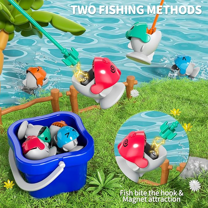 Magnetic Fishing Game for Kids Toddlers 3-5, 70 pcs Fishing Toys for Kids Toddlers 3-5, Fishing Table Toys Board Game Birthday Gifts for 3 4 5 6 7 8 Years Old Toddlers Kids
