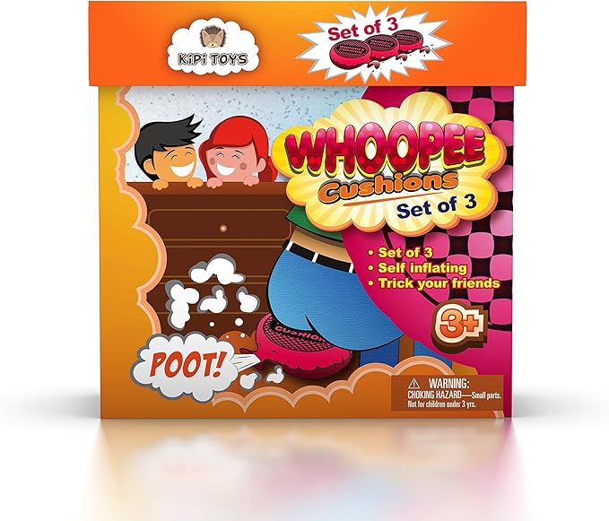 Whoopee Cushion Self Inflated 7" Set of 3 Gift Box Fart Prank Gag Novelty Trick Joke Toy for Kids Children Adults Office Home or Party