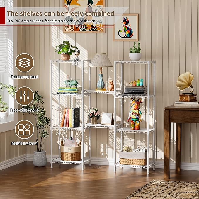 Small 5 tire Shelves Storage Wire Shelving Unit Metal Shelf Adjustable Organizers Storage Shelving for Bathroom Laundry Room Kitchen Pantry10”D x 16”W x 55”H White