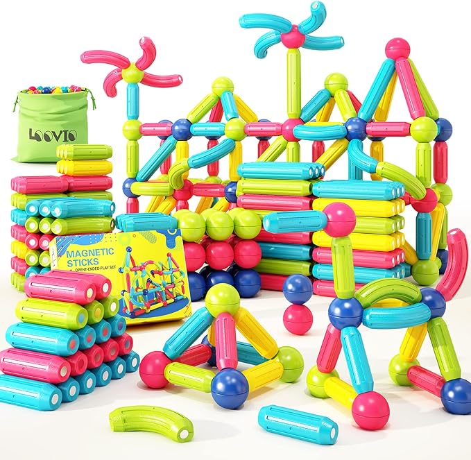 Magnet Toys for 3 Year Old Boys & Girls, Montessori Toys for Toddlers Kids, Magnetic Blocks Building DIY Learning Educational Toys Gift- Starter Set