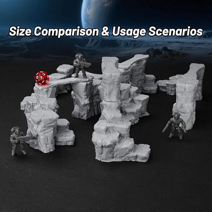 RPG Terrain AF693 The Pit Canyon Scene for DND Campaigns – The Pit Canyon Modular Scenery Set with Rock Bridges, TTRPG Structures, Map Accessories for 28–32mm Characters, Wargame and Roleplay Ready