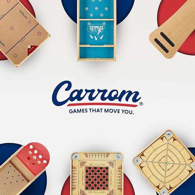 Carrom Skittles Game – Large Board Games for Adults & Children – Wooden Family Board Games for Family Night – Indoor and Outdoor Games for Family