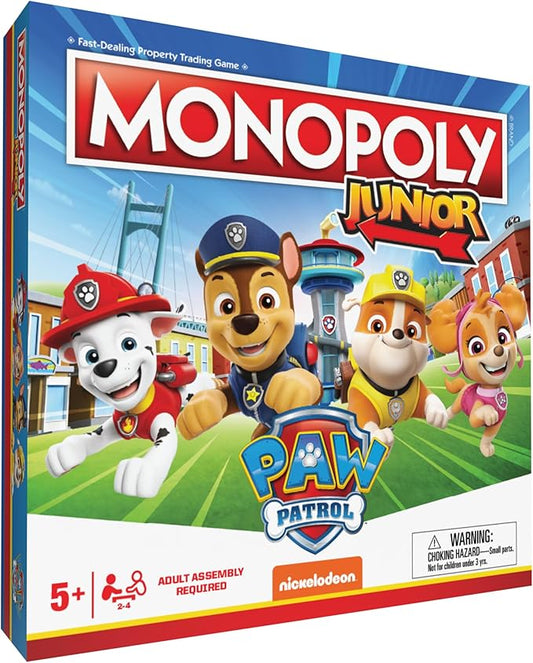 Monopoly JR PAW Patrol Board Game | Featuring Chase, Marshall, Skye, and Rubble | Officially Licensed Nickelodeon PAW Patrol Game | Family-Friendly Children's Monopoly Game | Ages 5 & Up