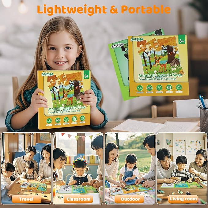 Puzzles for Kids Ages 3-5 120 Pieces Two-Book Travel Puzzles for Kids 4-6 Airplane Car Road Trip Activities Games Toys 3 4 5 6 7 8 Year Old Girls and Boys Gift