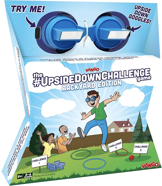 Vango The UpsideDownChallenge Game Backyard Edition for Kids & Family - Complete Fun Outdoor Challenges with Upside Down Goggles - for Game Night and Lawn Parties - Ages 8+