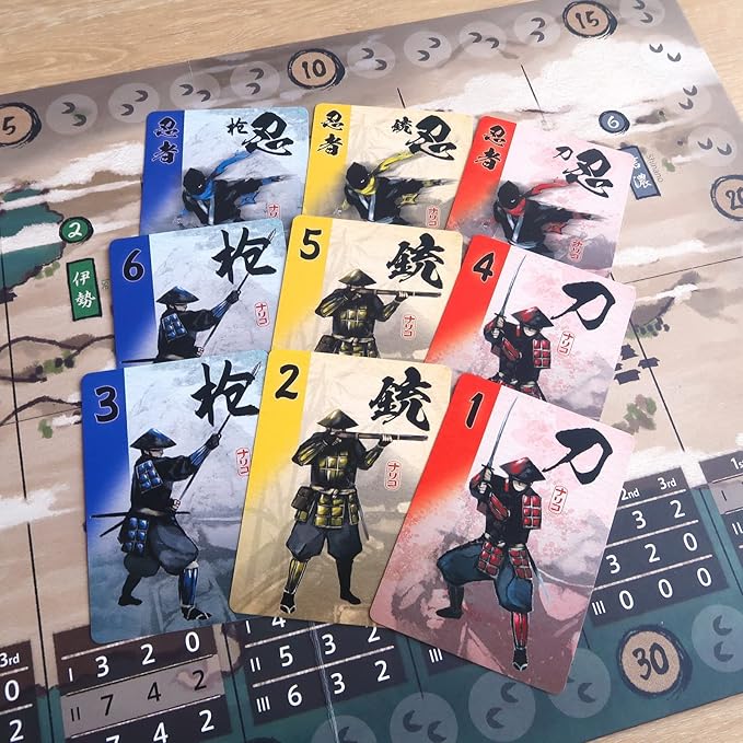 Joraku Deluxe — by Moaideas Game Design | Strategy and Tactics in Feudal Japan | Includes 40 Wooden Samurai Meeples | Trick-Taking Meets Area Control | 2-4 Players | 20-40 Minutes