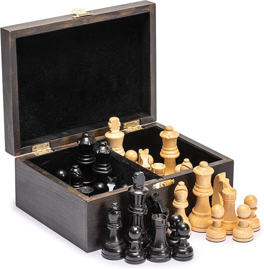 Husaria Staunton Tournament No. 5 Chessmen with 2 Extra Queens and Wooden Box, 3.6-inch Kings
