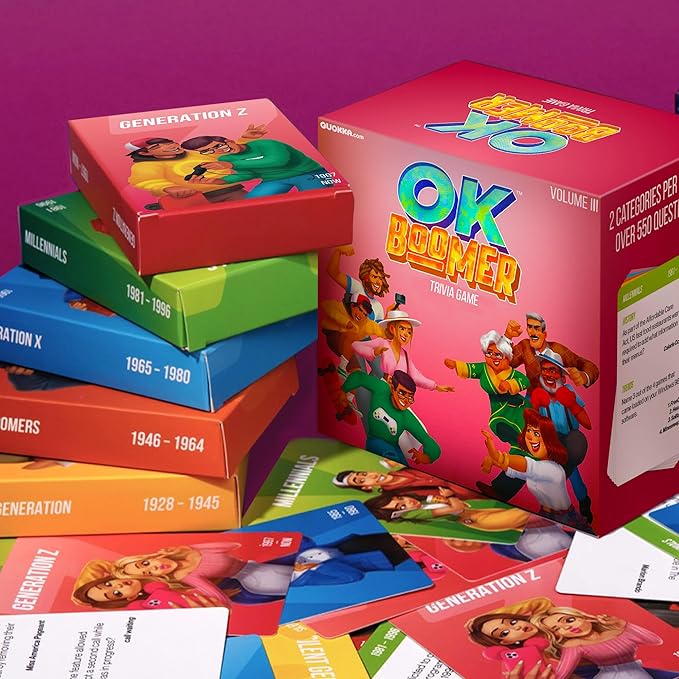 QUOKKA OK Boomer Family Game - Volume III - Board Games for Family Night - Trivia Card Games for Adults & Family Volume III - Fun Party Millennials vs Boomers Game for All Ages 12+