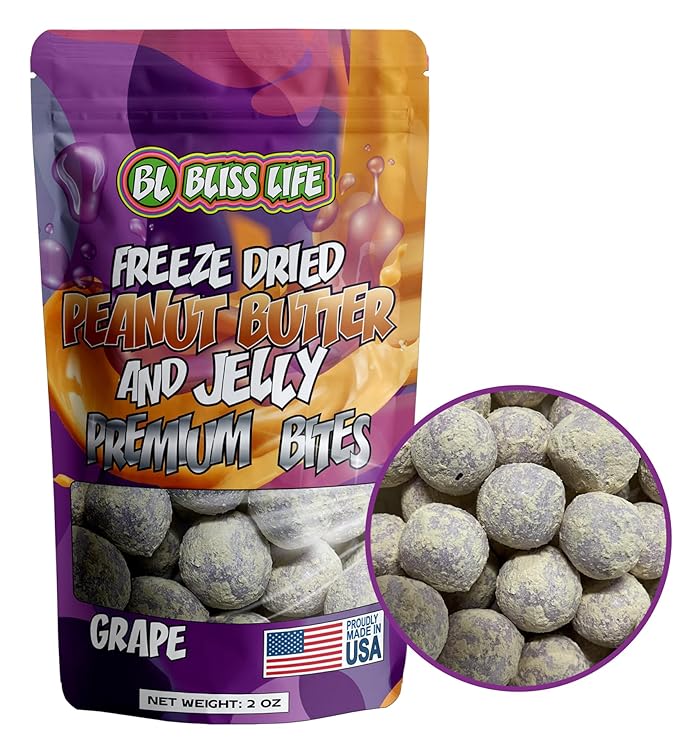 Freeze Dried PB&J Grape Candy Exotic new TikTok Trend Unique Novelty Snack that Melts in your Mouth 2oz