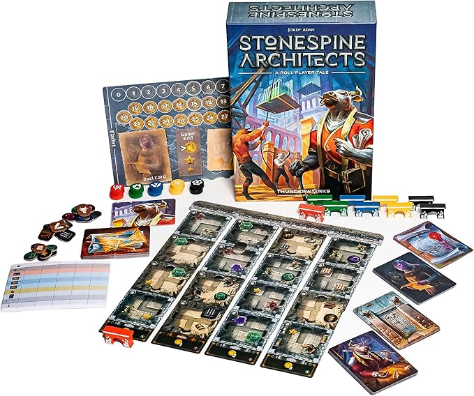 Stonespine Architects | Strategy Board Game | Card-Drafting Dungeon Design | Competitive Tableau Builder | World of Ulos | Ages 10+ | Family Game for 1-5 Players | 45-60 Minutes