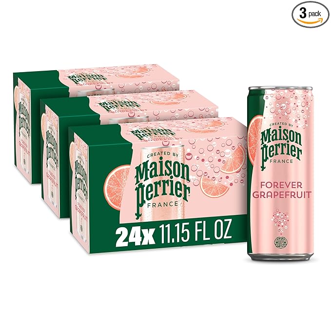 Maison Perrier Forever Grapefruit Flavored Sparkling Water, 11.15 Fl Oz Cans, 8 Count, 3 Pack