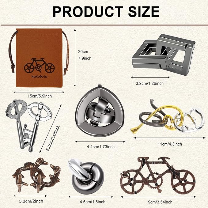 12 PCS Brain Teaser Puzzles Metal Puzzle Logic Metal Puzzle for Adult Lock Puzzles Gift for Adults Teenagers Kids