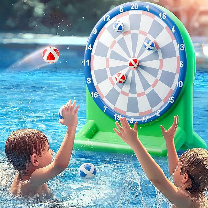 iPlay, iLearn Pool Wave Kids Fun Pool Toys, Inflatable Dart Board Water Game, Swimming Pool Floats, Beach Yard Outdoor Play, Cool Summer Party Gift for 6 7 8 9 10 12 Year Old Boy Girl Teen Adult-Green