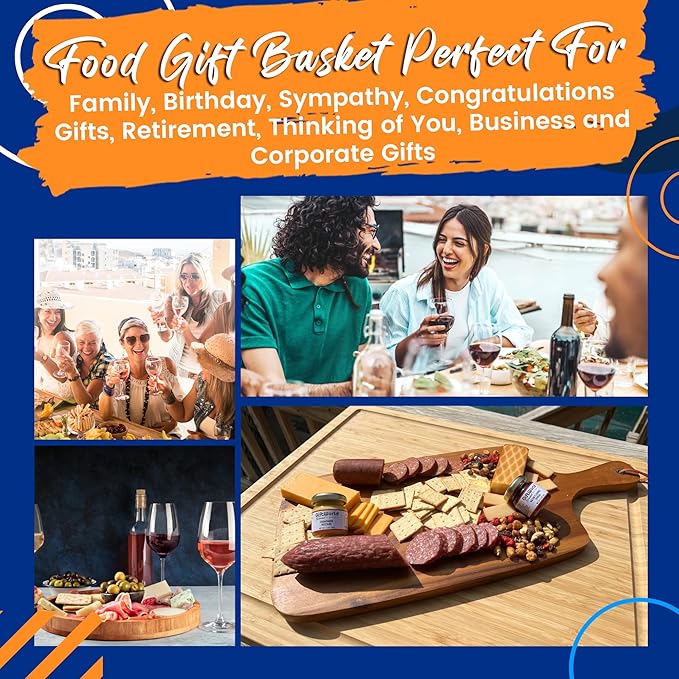 GiftWorld Beef Summer Sausage Charcuterie Cheese Gifts Basket, Charcuterie Food Items, Meat and Cheese Gift Baskets, Food Gifts for Men and Women, Meat Sampler For Men, Business, Fathers Day