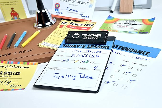 Dr. STEM Toys | Play Teacher Role-Play Set Includes Reusable White Board, Bell, Report Cards, for Home or Classroom, Over 30 Pieces Included, Gift for Kids, Complete Set