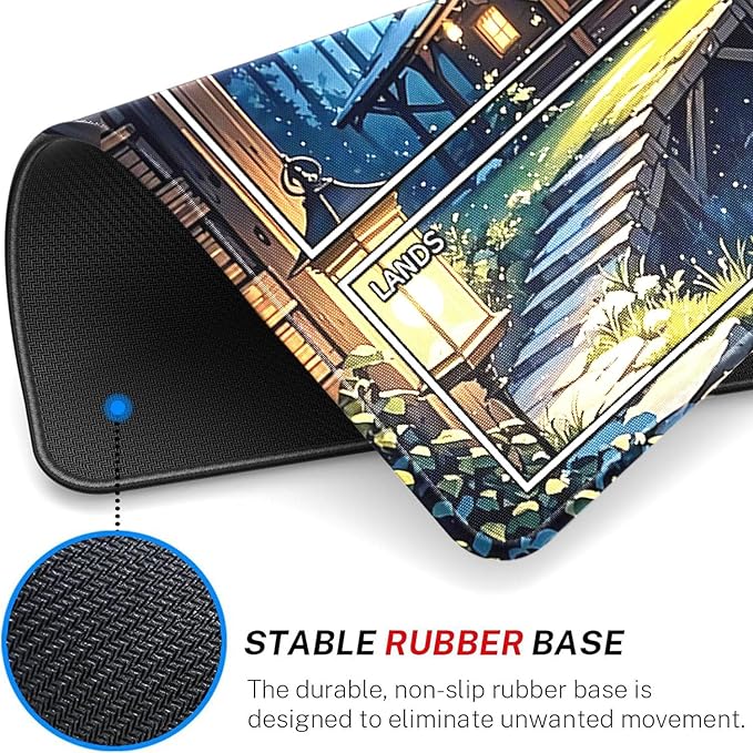 MTG Playmat- Stitched Edges Forest TCG Playmat-Non-Slip Landscape Play Mat Smooth Surface Rubber Base Board Game Mousepad 24x14 inches for Trading Card Game Playing with Storage Bags