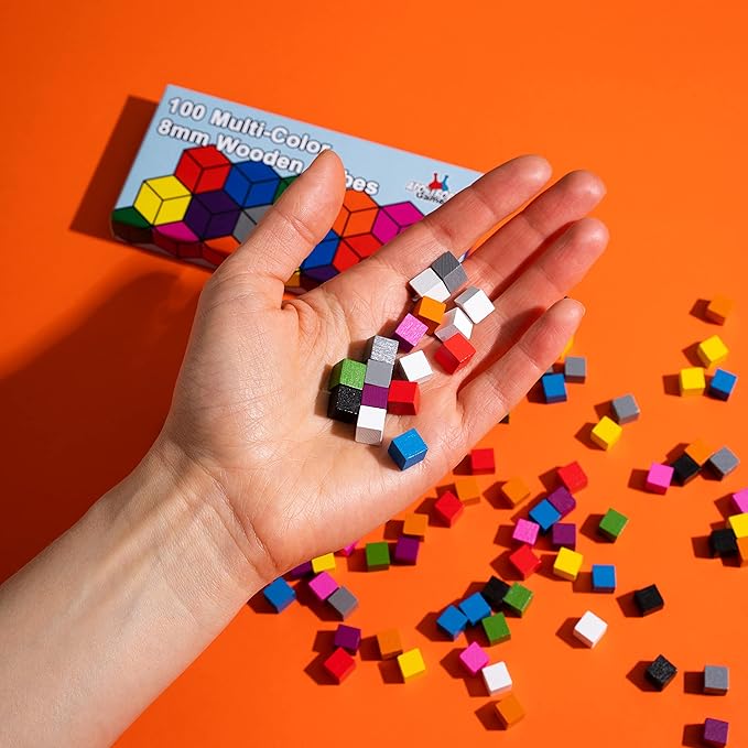 100 Wooden Cubes, Family Games Accessories – Multi-Color Board Game Tokens Ideal for Sorting, Counting, Classrooms, Replacement Pieces