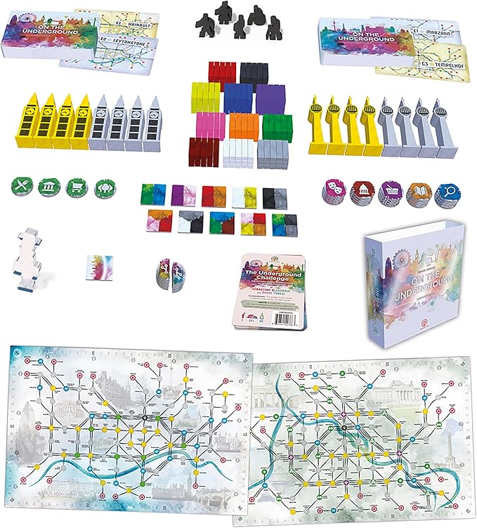 On The Underground: London/Berlin Deluxe Edition - Train Route Building, Strategy Board Game, 2 City Maps, Age 14+, 2-5 Players, 60 Min