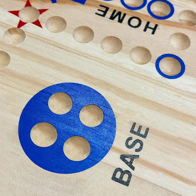 Wooden Board Game, Board Game Original Marble Game Double Sided Painted 2 to 6 Player Fast Track Board Game Wooden with 6 Colors 24 Marbles 6 Dice for Adults Kids Family(20 INCH)