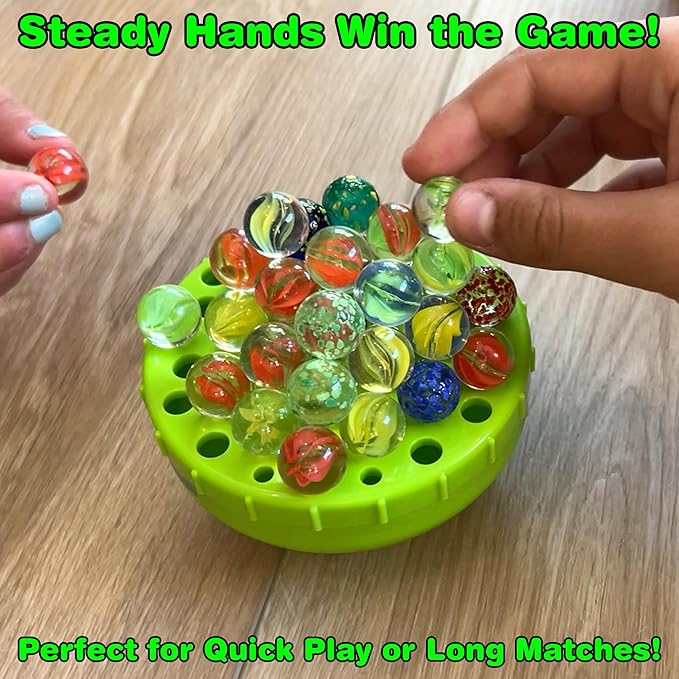 Funwares WobbleBall Marble Balancing Game – 50 Colorful Marbles Stored Inside for Easy Cleanup, Exciting Family Challenge for Kids & Adults, Fun Party Game, 1-4 Players, Perfect Holiday, Birthday Gift