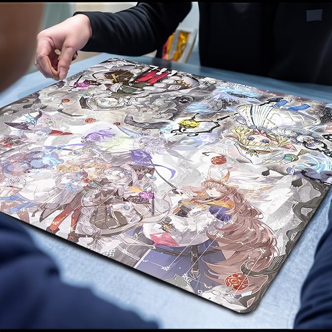 Card Rubber Mat - 2 Player, Square playmat for Gamer 60x60cm/23.6x23.6inch (White Forest)