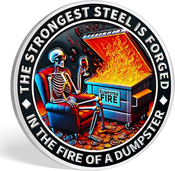 Memento Mori Coin Momento Mori Coin Skull Coin Stoic Gifts Memento Mori Calendar Living Memento Mori Amor Fati Coin (Calm in The Fire Skeleton Dog)