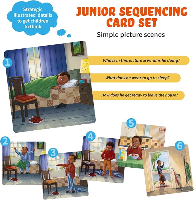 SPARK INNOVATIONS Sequencing Cards, Speech Therapy, Autism Therapy, SEL, Problem Solving, Social Skills, Picture Cards, ESL, English Language Learners (Set 2)