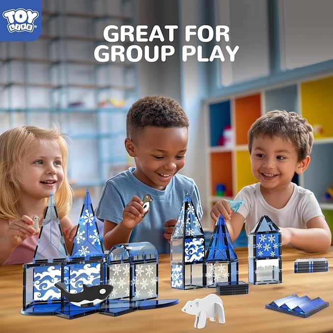 TOY Life Magnetic Tiles 56pcs Magnet Building Toys for Kids Ages 4-8, Magnetic Toys for Toddlers 3+, Magnet Tiles Educational Construction Toys, Magnetic Building Tiles Toddlers Christmas Toy Gift
