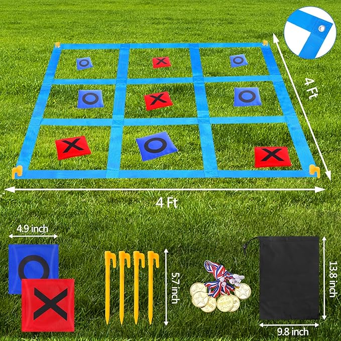CWLAKON Outdoor Giant Tic Tac Toe Bean Bag Toss Games for Kids Adults Family, Large Outside Lawn Yard Backyard Carnival Field Day Game, Beach Picnic Camping Birthday Party Family Reunion Games