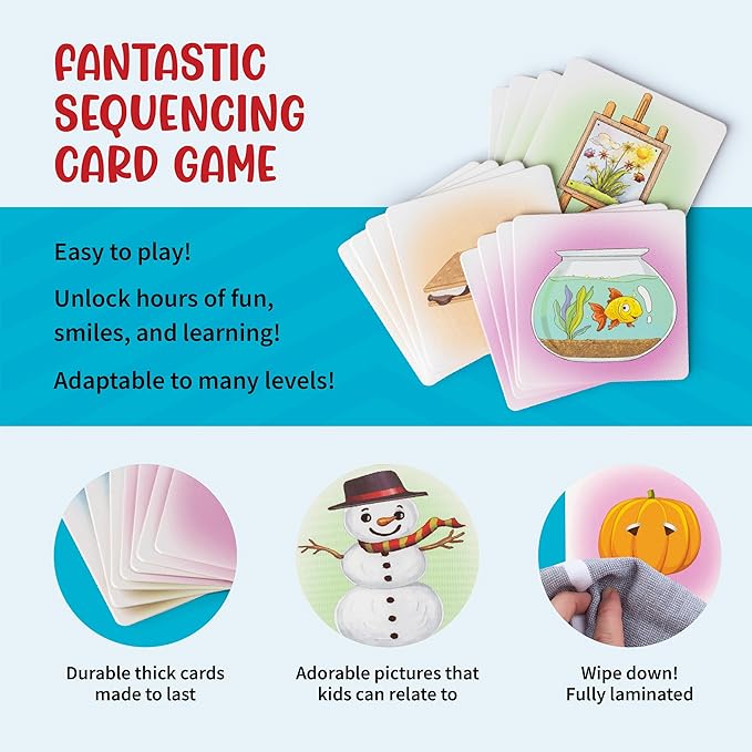 SPARK INNOVATIONS Sequence Board Game, Sequencing Card Game, Homeschool Supplies, Sequence Cards for Kids Picture Cards, Preschool Must Have, Educational Board Games