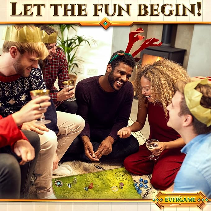 10 DND Game Mats and a lot More - Includes 6 Dungeons & Dragons Board Game Battle Maps (1" Square Grid), Huge Size 22x26-4 3D Battle Arenas, 140+ Reusable Stickers, 4 Markers & Eraser, by EverGame