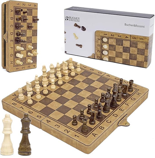 Chess Set - 12inch Leather Chess Set for Kids and Adults Magnetic Chess Borad Unique Design Chess Game Choice for Kids and Adults