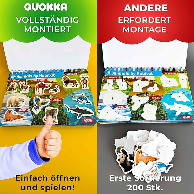 QUOKKA Montessori Busy Book for Ages 4-8 - Pre K Toddler Learning Activities for Homeschooling - My Preschool Busy Book for Toddlers 3-5 - 15 Kids Educational Animal Activities