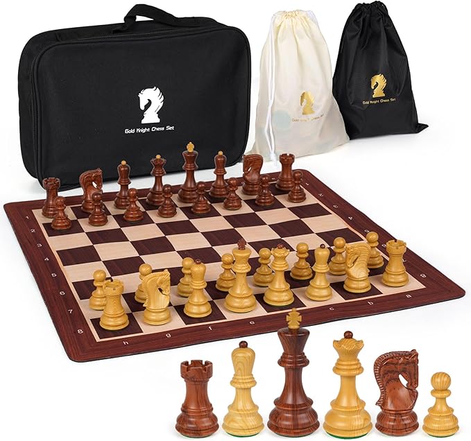 20'' Tournament Chess Set Foldable Silicone Chess Board Game Chess Pieces 3.8'' King Height Portable Travel Roll up Chess Game Set for Adults and Kids with Storage Bag Family Board Game