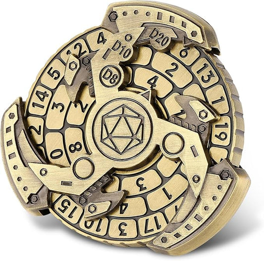 Spinner DND Dice Set, 7-in-1 Fingertip Gyro Metallic D&D Dice, DND Starter Set, Roulette Dice Spinner for DND Dice Set, D&D Gifts with Gift Box, Role Playing Game Board Game Accessories, Bronze