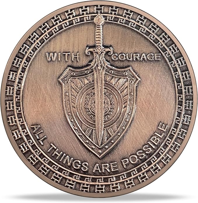 Lion Sword and Shield Challenge Coin - Inspirational Collectible, High Relief Design, Symbol of Courage and Strength, Medieval Style Classic Amulet(Pack of 10)