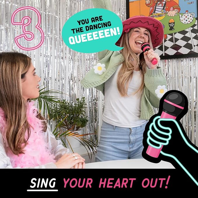 Lucky Egg Official Grab The Mic – Family Karaoke Game, 8+ Year Olds, 2-10 Players - Board Game for Bad Singers with 250 Lyrics (125 Cards) for Hilarious Game Nights & Birthday Party, Kids Gift