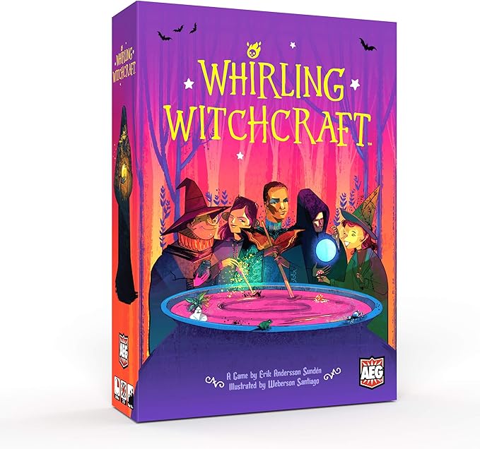 AEG Whirling Witchcraft | Use Recipes, Generate Magical Ingredients & Overflow Opponent's Cauldron | Halloween Board Game | 2-5 Players | Ages 10+