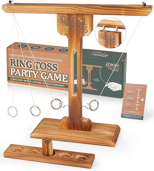 Ring Toss Game for Adults, 3-Second Instant Assembly Hook and Ring Game with Sturdy Structure, XL Size(15.8’’ X 15’’) Indoor Outdoor Holiday Party Games, Fun Family Games for Backyard, Camping, Beach