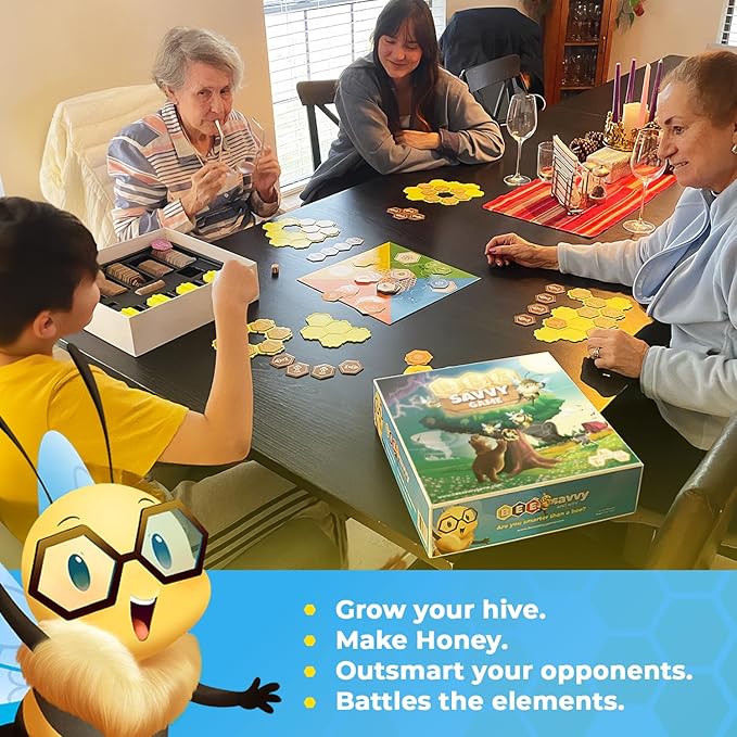 Engaging Hive Game - Strategy Planning for Survival Educational Hive Board Game Based on Bee Biology - Family, Ideal for Pre-Teenagers, Parents, Teachers - Board Games 8+ Year Old