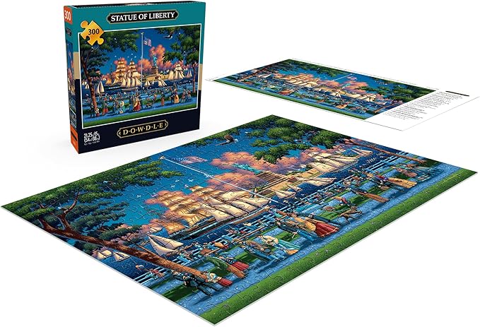 Buffalo Games - Eric Dowdle - Statue of Liberty - 300 Piece Jigsaw Puzzle for Adults - Challenging Puzzle Perfect for Game Nights - Finished Size is 21.25 x 15.00