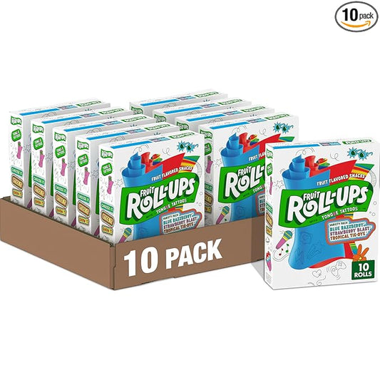 Fruit Roll-Ups Fruit Flavored Snacks, Variety Pack, Pouches, 10 ct (Pack of 10)