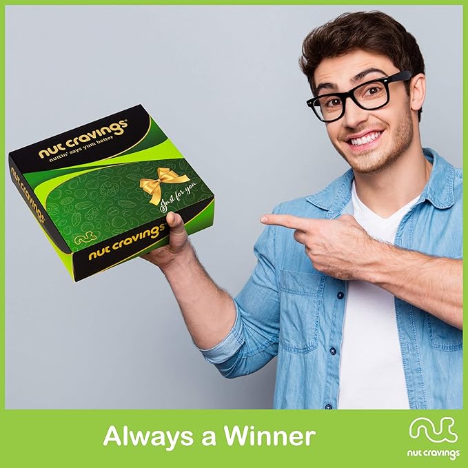 NUT CRAVINGS - Mixed Nuts Gift Basket in Green Gold Box (4 Assortments) Food Arrangement, Healthy Snack Care Package, Kosher