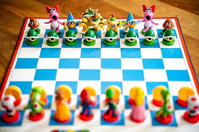 Super Mario Chess Set | 32 Custom Sculpt Chess Pieces Including Iconic Characters - Mario, Luigi, Peach, Toad, Bowser | Super Mario Themed Chess Game