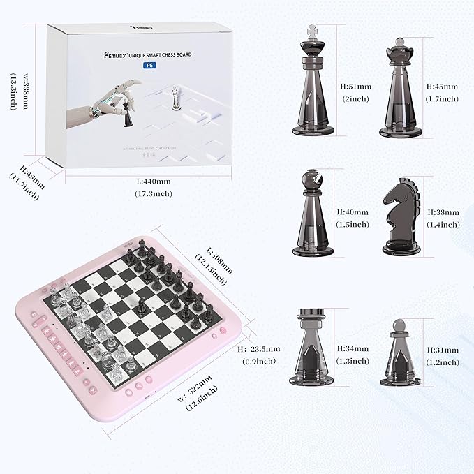 Electronic Chess Set, Board Game, Computer Chess Game, Chess Set Board Game, Electronic Chess Set Game, Chess Sets Games Lovers, for Beginners Great Partner (Pink)