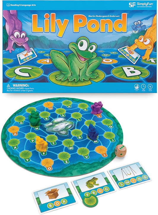 SimplyFun Lily Pond - Educational Game to Practice Early Reading and Spelling - an Engaging and Fun Toddler Game - 2 to 4 Players, Ages 4 & Up