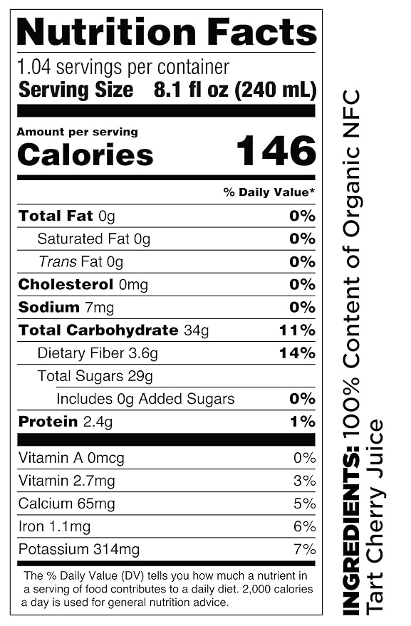 Pomona Organic Pure Tart Cherry Juice, Cold Pressed, Non-GMO, No Sugar Added, Not from Concentrate, Gluten Free, Kosher Certified, Preservative Free,8.4 Fl Oz (Pack of 12)