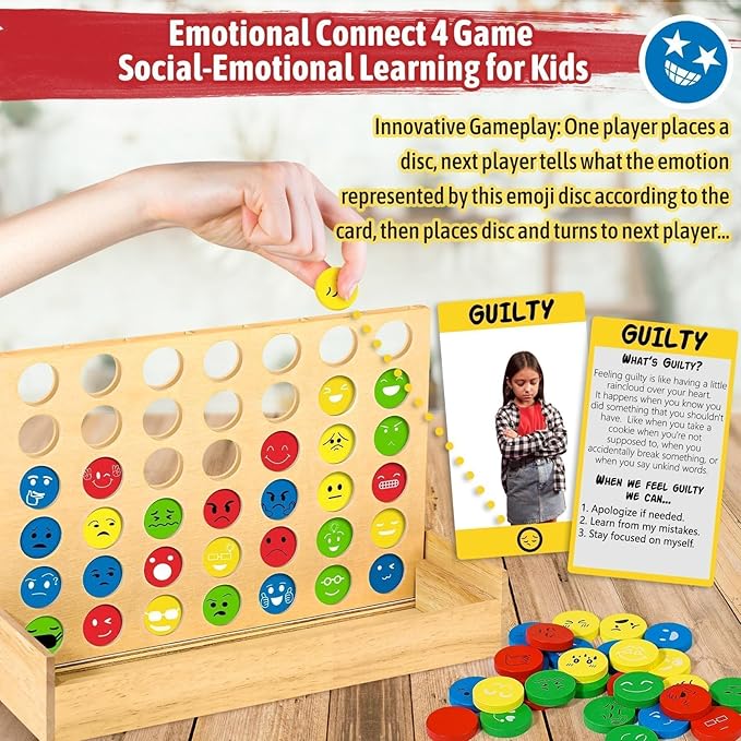 Garybank Social Emotional Learning Therapy Games for Kids, w/56 Emotion Cards, Connect 4 Coping Skills Activities, Emotional Regulation Therapist Games, School Counselor Office Must Haves